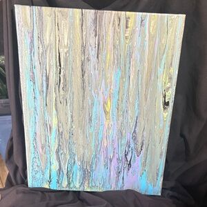 Abstract Canvas Art with Blue and Gray Tones   Mike Adams